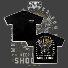 COMBAT IRON APPAREL Eagle Keep Shooting Double-Sided T-Shirt, Vintage Soaring Ea
