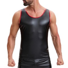 Men’s Faux Leather Sleeveless Vest Slim Fit Elastic Sexy Nightclub Punk Crop Top
