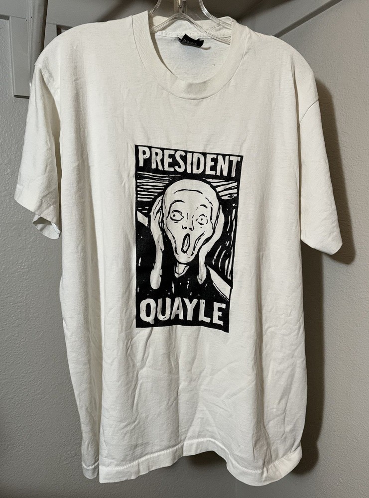 President Quayle Scream Munch Large Size XL 80s 90s Political Parody Art Shirt
