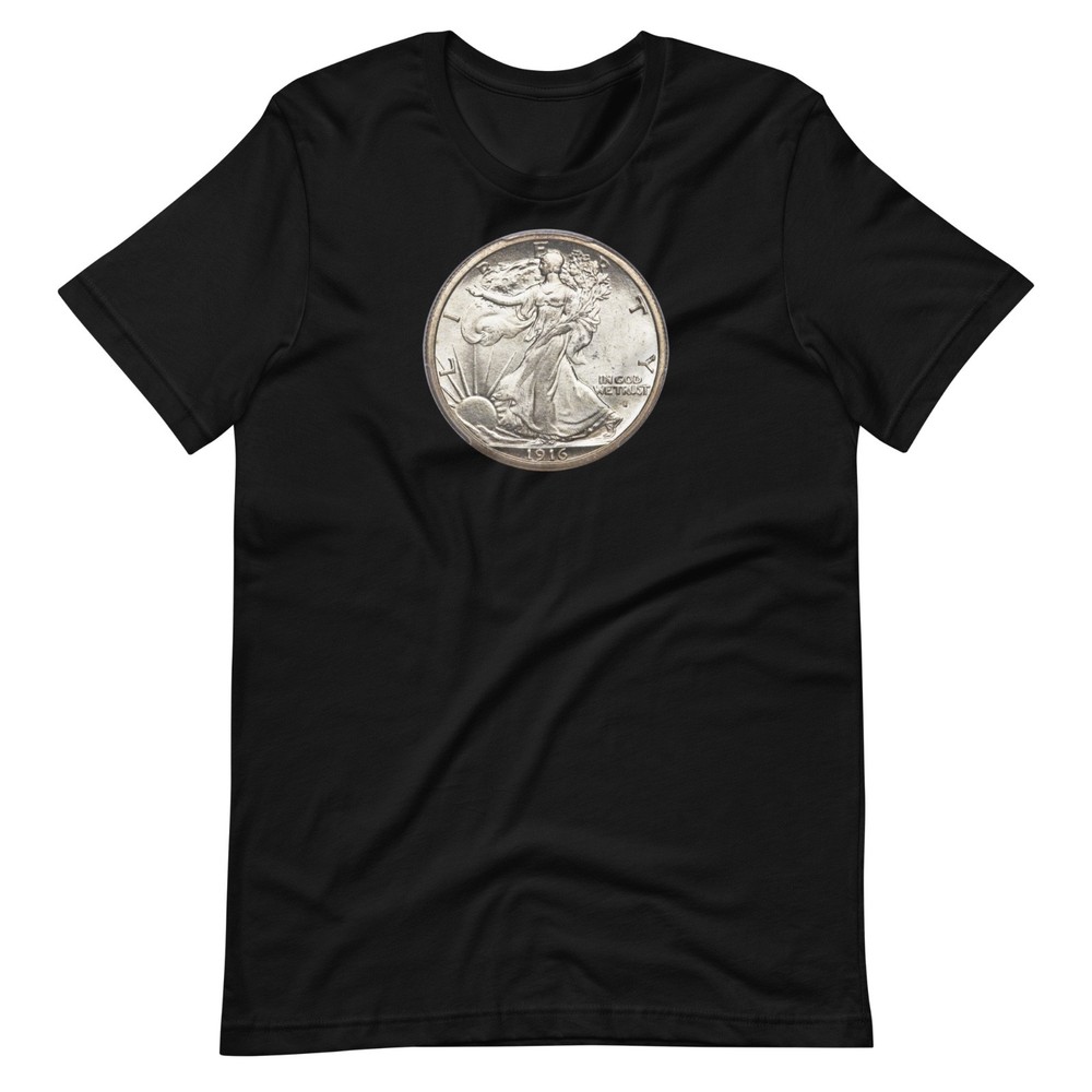 Walking Liberty Half Dollar T-Shirt — 1916 Silver Tee Coin Collector Gift