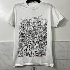 Where’s Waldo Beach Graphic T-Shirt Cartoon Illustration Streetwear 80s Small