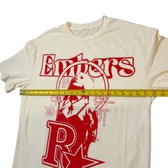 Romwe White Embers Letter Print Crew Neck Tee T-shirt Size Large Emo