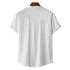 Men’s Cotton Linen Henley T-Shirt Short Sleeve Beach Hawaii Casual Shirt Style!