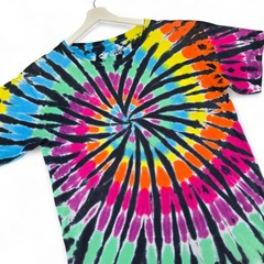Liquid Blue Mens XL Tie Dye T-Shirt Spiral Burst Colorful Festival Graphic Tee