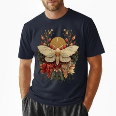 Boho Moth T-Shirt Celestial Moon Phase Insect Nature Botanical Cottagecore