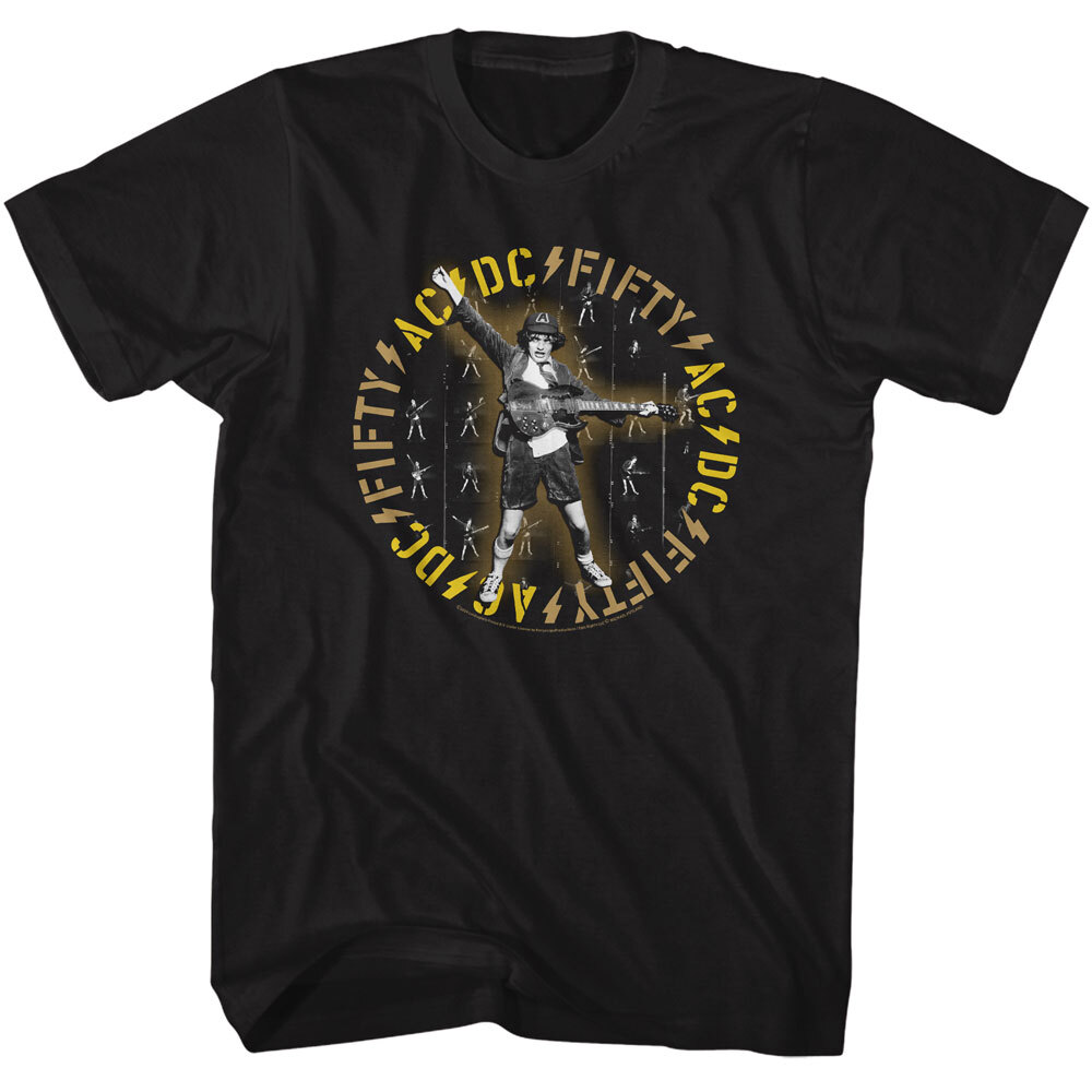 ACDC Music New T-Shirt 50 Year Tour Angus Young Metal Rock N Roll Black Cotton