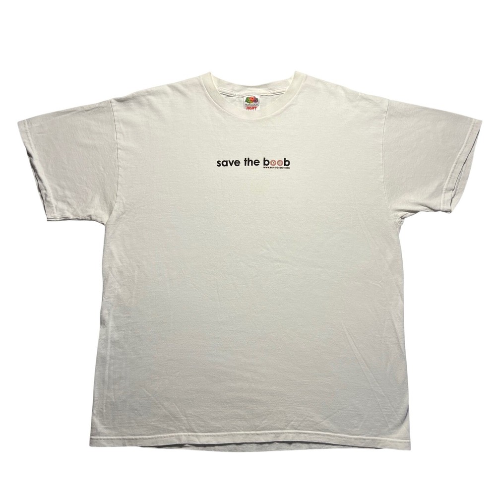 VTG Save The Boob Breast Cancer Charity Golf T Shirt Mens XL FOTL White