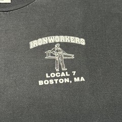 Vintage Boston Ironworkers Shirt Mens XL Harley Davidson Parody Fade