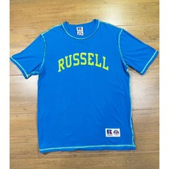 Russell Athletic Blue Yellow Stitch T Shirt Mens Medium Short Sleeve Crew Neck