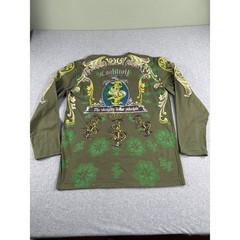 Raw Blue Men’s XL Long Sleeve Graphic Shirt Olive Green Y2K Almighty Dollar Tee