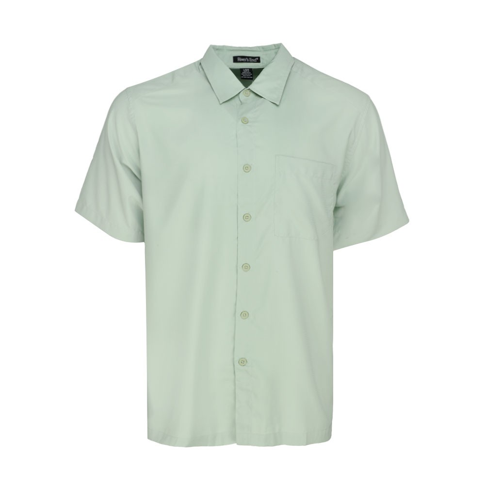 River’s End Camp Collared Long Sleeve Button Up Shirt Mens Green Casual Tops 770