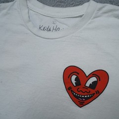 Keith Haring Shirt Mens L White Red Heart Ripple Junction