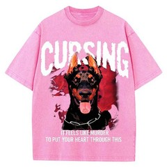 100% Cotton Oversized T-Shirt Doberman Gothic Vintage Streetwear Unisex Tee