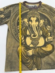 Men’s Brown Ganesha Graphic T-Shirt Kids Crew Neck Cotton Size Medium
