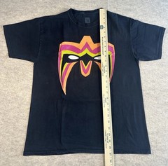 WWE Ultimate Warrior Logo Graphic T-Shirt Men’s Large Black Double Sided Tee