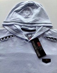 Men’s cotton long sleeve t shirt hooded,italian style,slim fit,stretch S M…..D2.