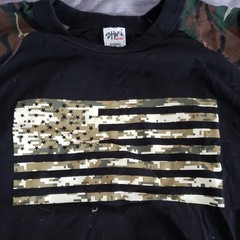American Flag, Shaka Active, Men’s 3/4 Camouflage Sleeve Shirt, Size XXL black