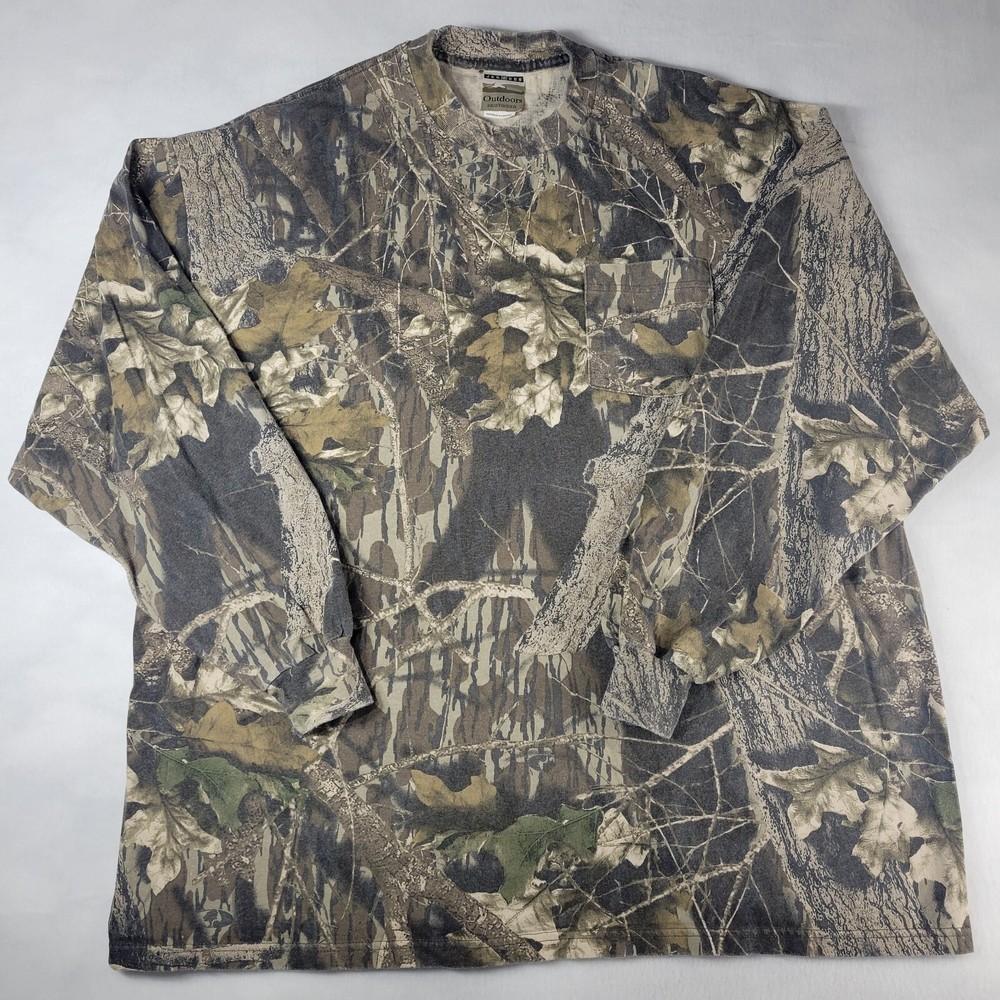 Jerzees Outdoors Mens 2x Mossy Oak Break Up Camo Long Sleeve Tee W/Pocket