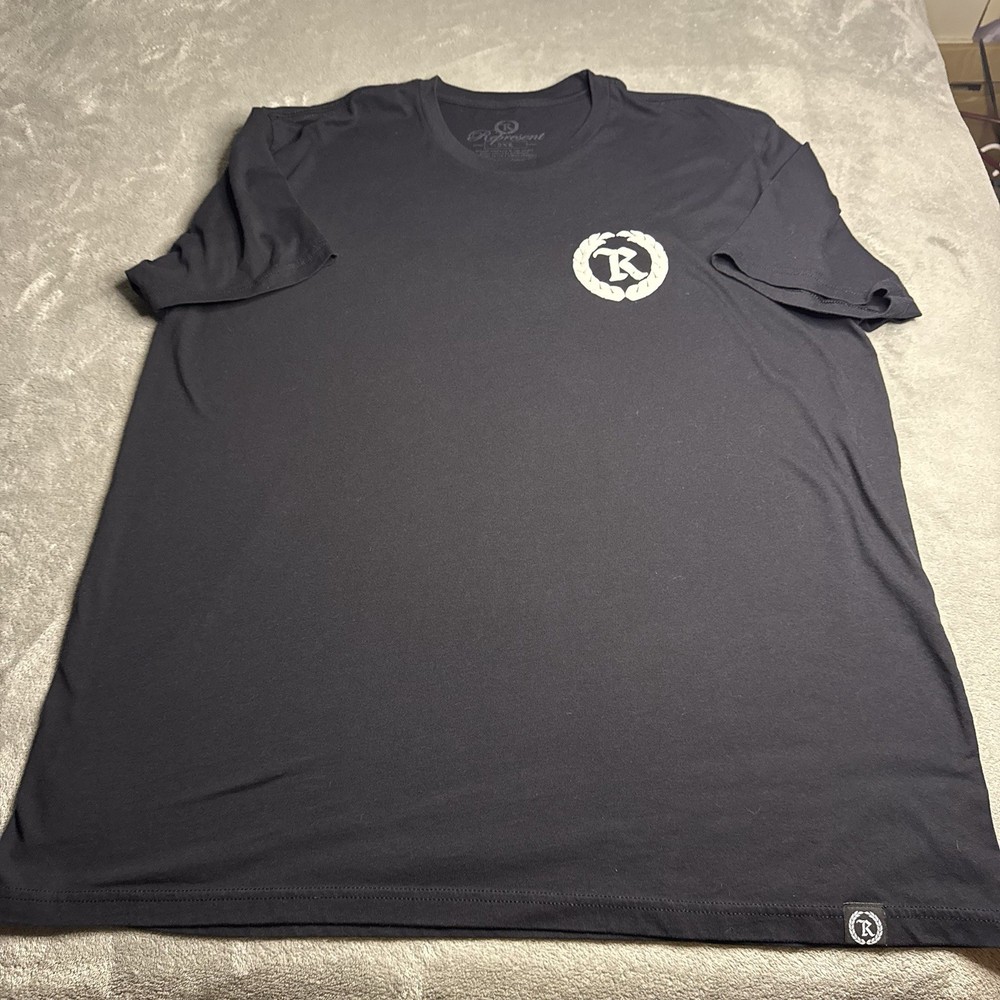 Represent Clo Signature Crew T Shirt Men XXL Black Spell Out Cotton Poly Blend