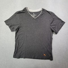 Tommy Bahama T Shirt Mens Medium Gray Solid Layered Collar V Neck Casual Logo