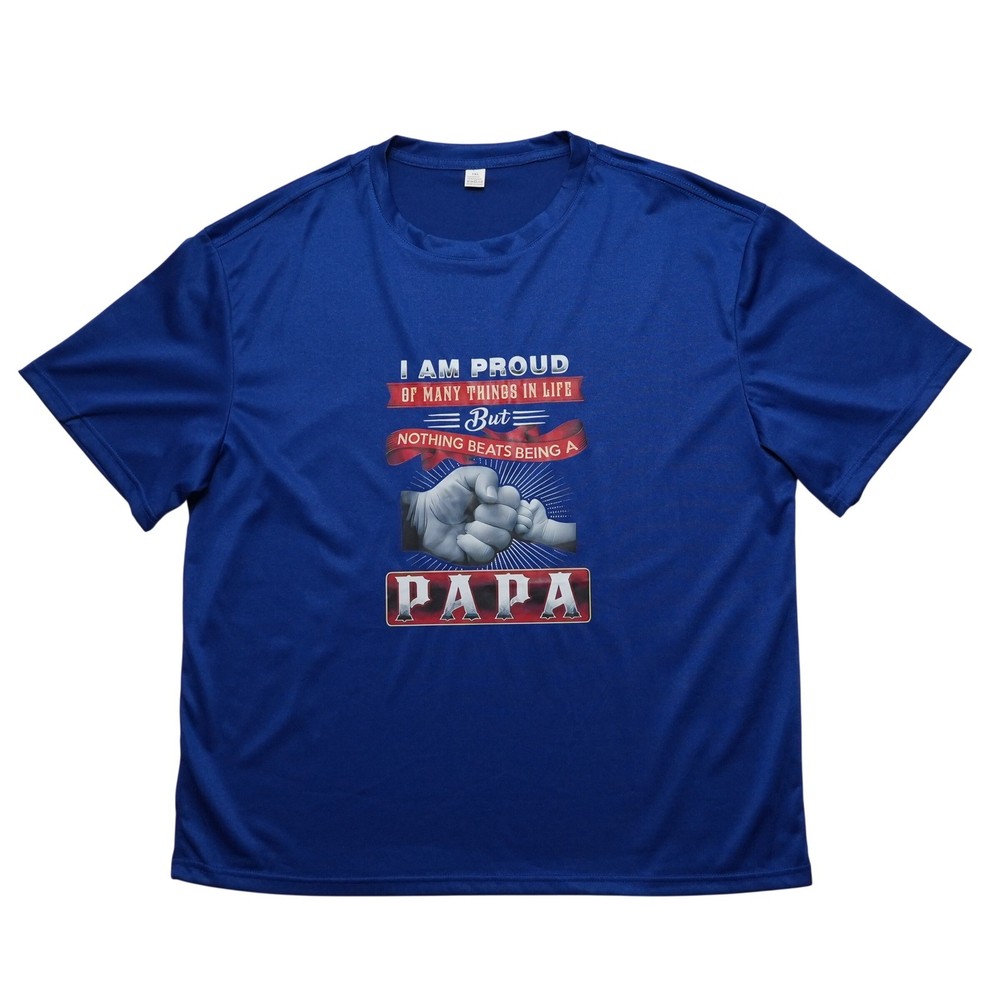Papa Graphic T Shirt Mens 1XL Blue Fathers Day Dad Gift Fist Bump Tee