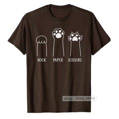 Funny Cat Lovers T-shirt Rock Paper Scissors Hand Game Cute Paw Kittens Fur Tee
