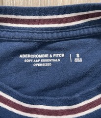 Abercrombie & Fitch Men’s Sz Small Blue Pocket T-Shirt Striped Collar Crew Neck