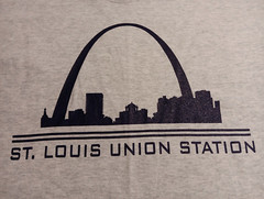 Vtg Lg FOTL St. Louis Union Station Graphic Single Stitch T Shirt W/ Flanel Cuff