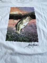 Vintage Woolrich Fish Print T-shirt 90’s White Outdoor Ken Hunter Art Mens 2XL