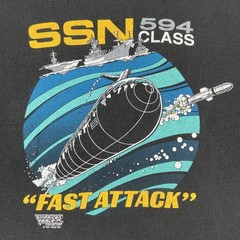 Vtg FOTL Adult XL Black Shirt SSN 594 Class Nuclear Powered Submarine 1991 USA