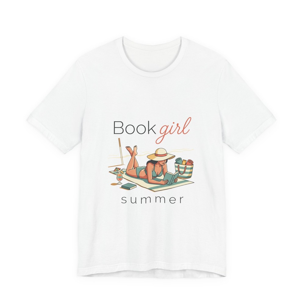 Book Girl Summer T-Shirt Beach Reader Graphic Tee Vacation Book Lover Shirt