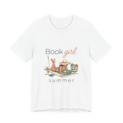 Book Girl Summer T-Shirt Beach Reader Graphic Tee Vacation Book Lover Shirt