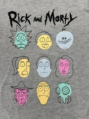 Rick and Morty Adult Swim Official T-Shirt XS Gray Character Faces Cast Tee