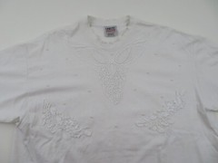 VTG 80s Oneita T-Shirt Mens XXL Single Stitch Lace Beads Embroidered 3D Graphic