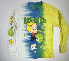 Richie Rich Long Sleeve Tie Dye Shirt Small Cartoon Money Bag Graphic Tee