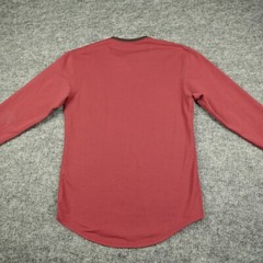 BYLT Shirt Mens Small Maroon Drop Cut Long Sleeve Henley LUX Stretch Casual-