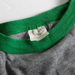 Vintage 70s 80s Blank Raglan Baseball T-Shirt Tri-Blend Single Stitch Green L