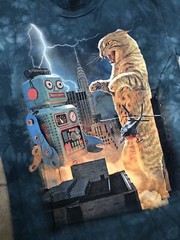 The Mountain Catzilla Vs Robot NYC Graphic Tie Dye T-Shirt Adult Medium New