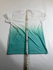 Hollister Must-Have Collection T-Shirt Small S White Teal Ombre Dip Dye Cotton