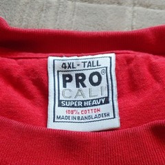 Pro Club Super Heavy Men’s Cotton Jersey Crew Neck T-Shirt Lot Red Gray 4XL