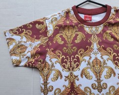 Victorious Los Angeles Rhinestone Baroque T-Shirt – Burgundy Gold – Size: Small