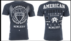 AMERICAN FIGHTER Navy Blue Heather BELIEVE Athletic Graphic T-shirt NWT