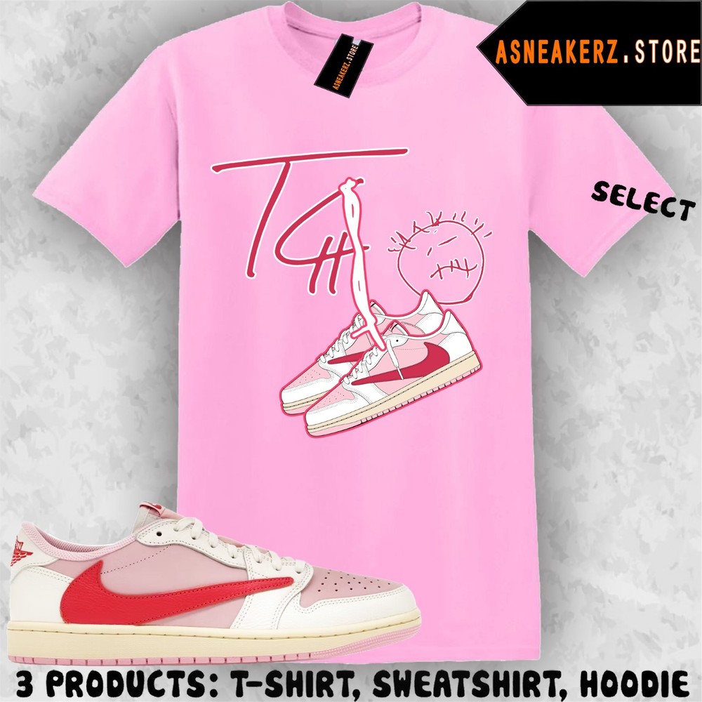 Tee Shirt Matching Travis Scott AJ 1 Low Tropical Pink Match Sneaker Shoelace 1s