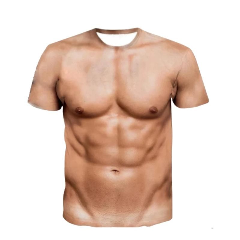Men’s Summer Strong Muscle 3d Print T-shirt Funny Short Sleeve Tattoo Tops New