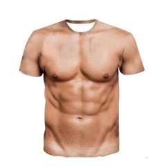 Men’s Summer Strong Muscle 3d Print T-shirt Funny Short Sleeve Tattoo Tops New