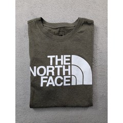 The North Face Mens Graphic T-Shirt Olive Green White Logo Cotton Blend Size L