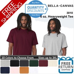 🔥 BELLA + CANVAS Men Pre-shrunk Short Sleeve Heavyweight Tee Up To 3XL 3010
