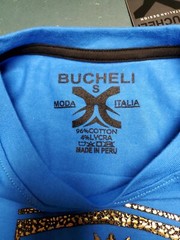 Men’s Bucheli Slim Fit French Blue Cotton/Lycra Stretch Fashion Tee Free Ship