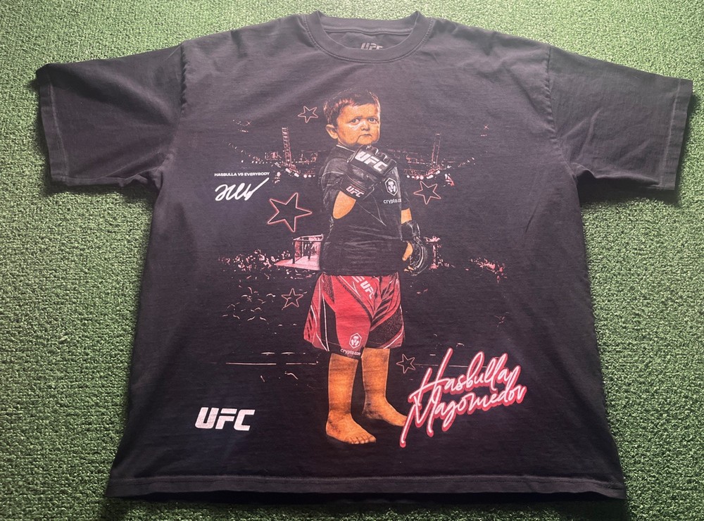 UFC Hasbulla Magomedov Graphic T Shirt Black Mens Large 100% Cotton