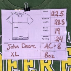 John Deere Shirt Mens XL Green Short Sleeve Graphic-T 100% Cotton Farmer Tractor